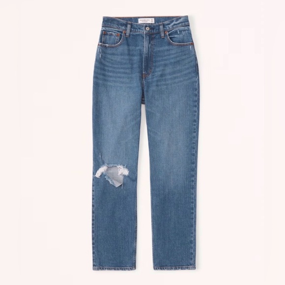 Abercrombie & Fitch Denim - Abercrombie Fitch Ankle Straight Ultra High Rise med wash mild distress jeans 4R